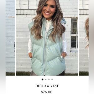 Easel Mint Green Puffer Vest